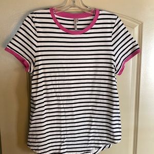 Banana Republic pink, black and white striped T-shirt!